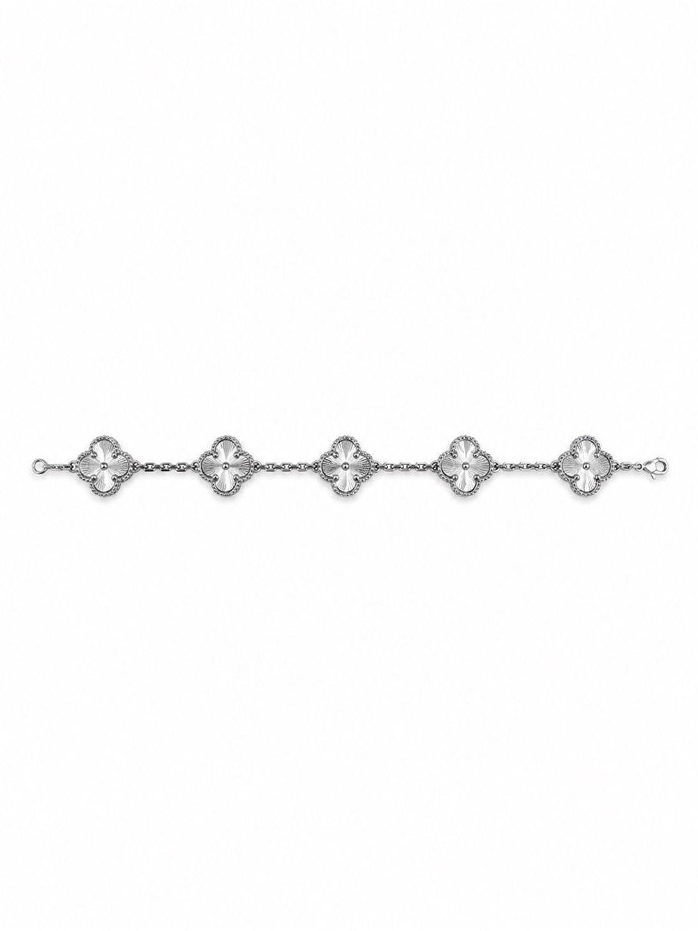 Jewler Made Silver Clover Link Bracelet